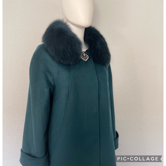 NWT WOMEN PLUS SIZE LONG COAT‎ CASHEMERE BLEND REAL FUR COLLAR RAGLAN SLEEVES - Picture 11 of 13